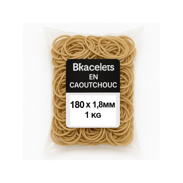 photo-Bracelets en caoutchouc - Naturel - 180mm diamètre x 1,8mm - Sachet 1kg - Wonday