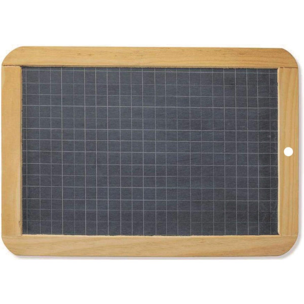 photo-Ardoise - Noire - 2 faces - 18x26cm - Cadre bois naturel - Effaçable - Pour l'école