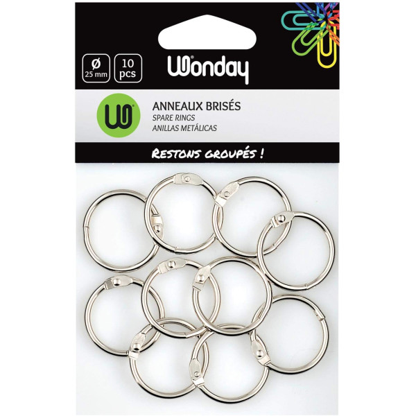 photo-Anneaux brisés - 30mm diamètre - 10 pièces - Classement - Bureau - Loisirs créatifs