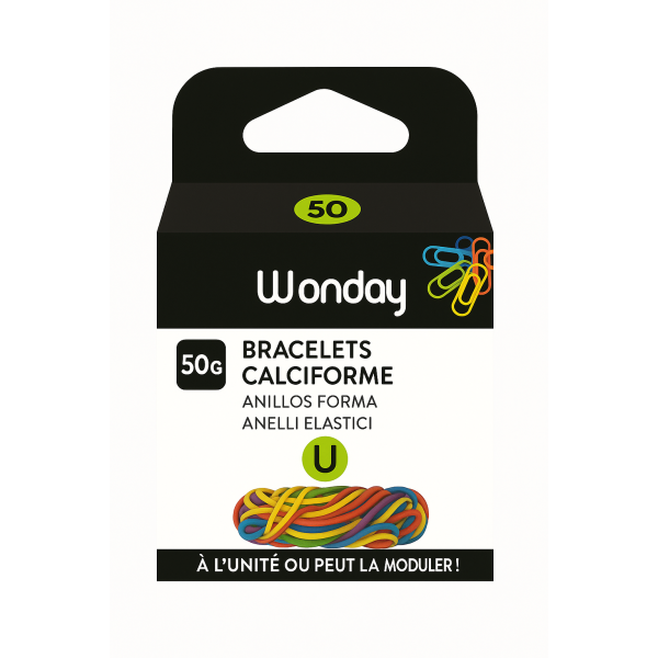 photo-Elastiques - Bracelets - Couleurs et tailles assorties - Boîte de 50g - Bureau, loisirs créatifs