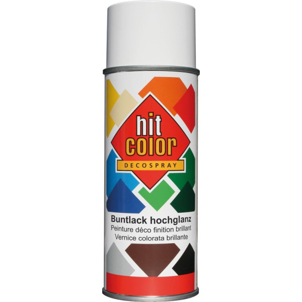 photo-Bombe de peinture - Blanc pur - Brillant - Décoration - Tous supports - Hit Color - 400ml