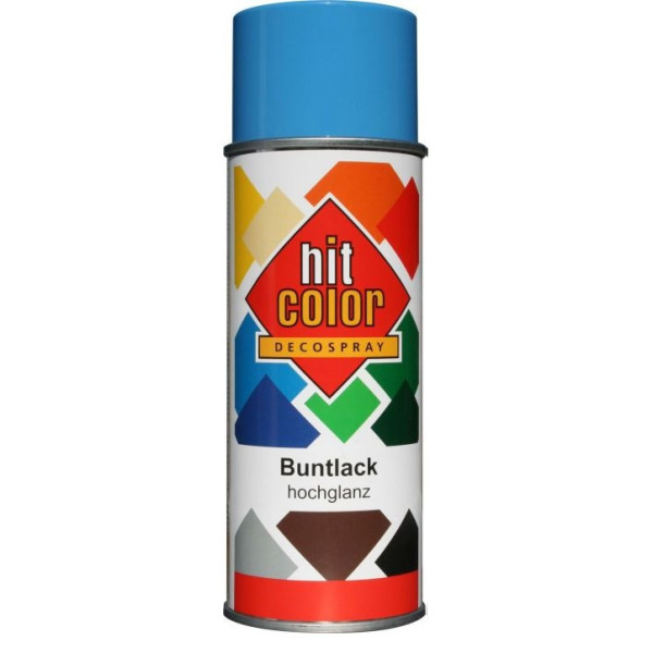 photo-Bombe de peinture - Bleu lumière - Brillant - Décoration - Tous supports - Hit Color - 400ml