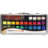 photo-Peinture acrylique - Valise métal - 34 pots + 4 pinceaux + 1 guide mélange - Daler Rowney