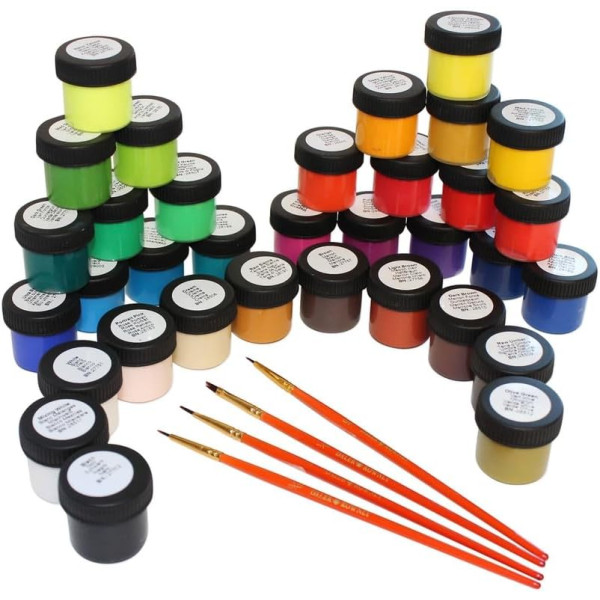 Peinture acrylique - Valise métal - 34 pots + 4 pinceaux + 1 guide mélange - Daler Rowney