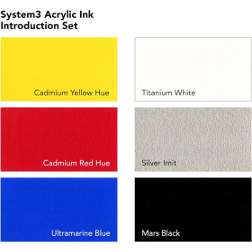 Encres acrylique - 6 flacons 29,5ml + 1 marqueur - Couleurs classiques -  Daler Rowney