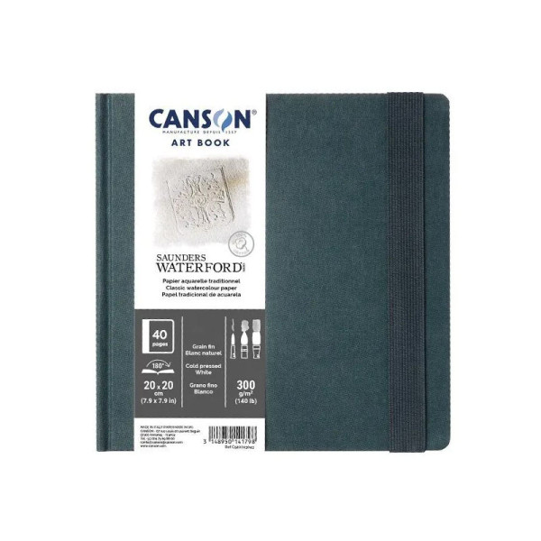photo-Carnet - Aquarelle - 20x20cm - 40 pages - 300g - Grain fin - Blanc - Canson - Art Book