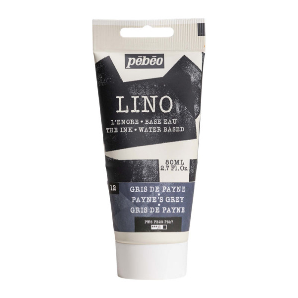 photo-Encre à l'eau - Linogravure - Gris de Payne - 12 - Tube de 80ml - Pébéo