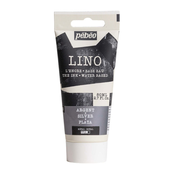 photo-Encre à l'eau - Linogravure - Argent - 18 - Tube de 80ml - Pébéo