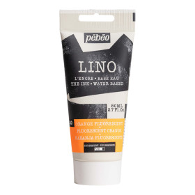 photo-Encre à l'eau - Linogravure - Orange fluorescent - 20 - Tube de 80ml - Pébéo