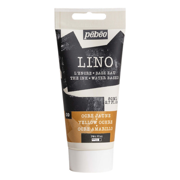 photo-Encre à l'eau - Linogravure - Ocre jaune - 9 - Tube de 80ml - Pébéo
