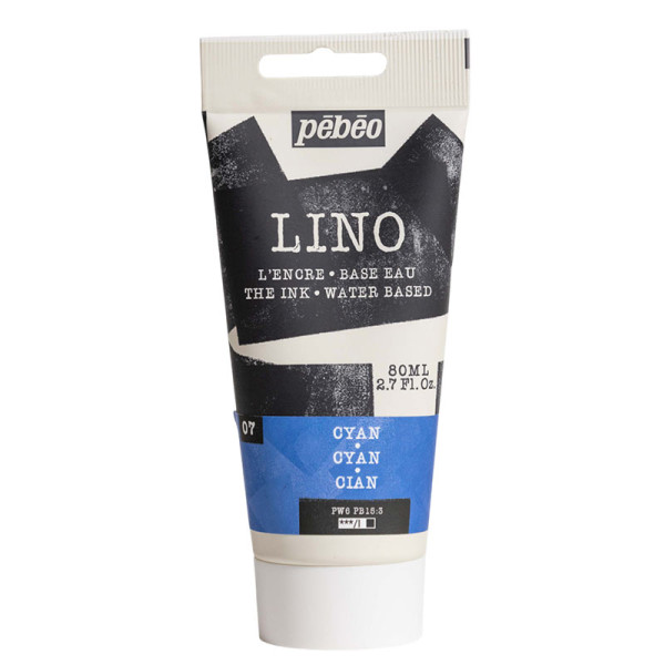 photo-Encre à l'eau - Linogravure - Cyan - 7 - Tube de 80ml - Pébéo