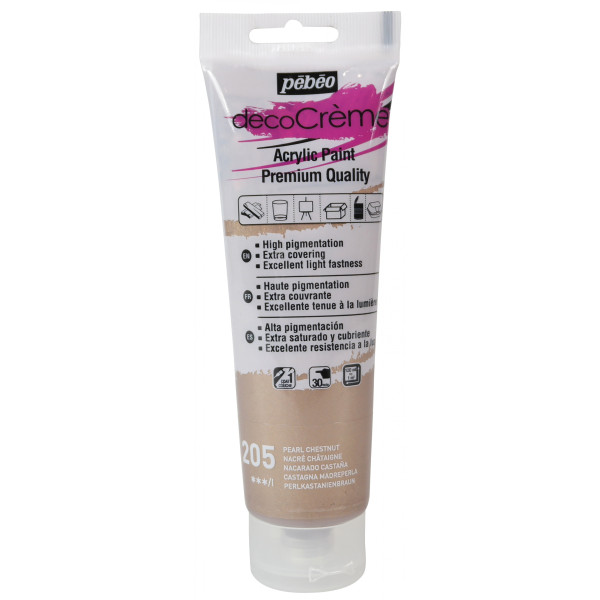 photo-Peinture acrylique - Châtaigne - Nacré - 205 - Multi-supports - DécoCrème - Pébéo - 120ml