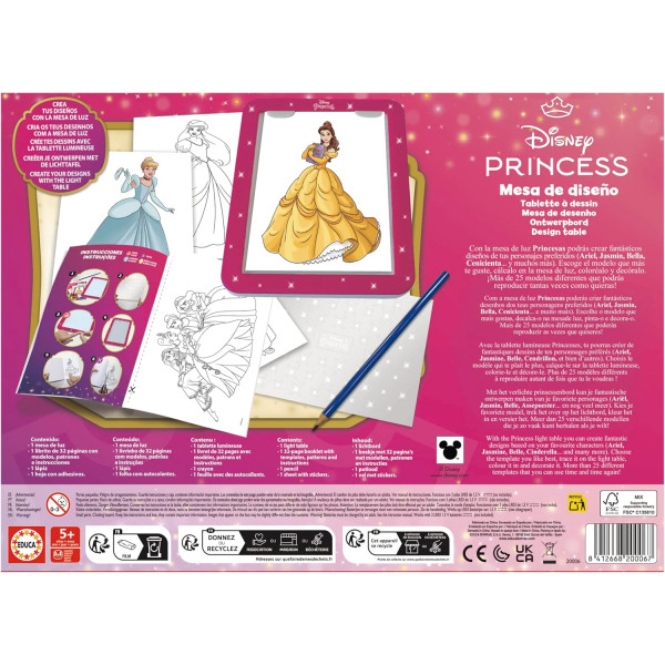 Tablette lumineuse à dessin - Princesses Disney - Coloriage - Dès 5 ans - Educa
