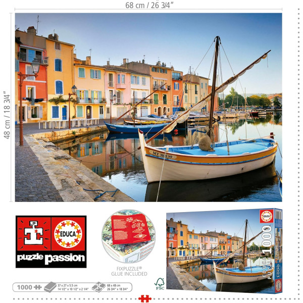 Puzzle - Le port de Martigues en Provence - 1000 pièces - 68x48cm - Dès 14 ans - Educa