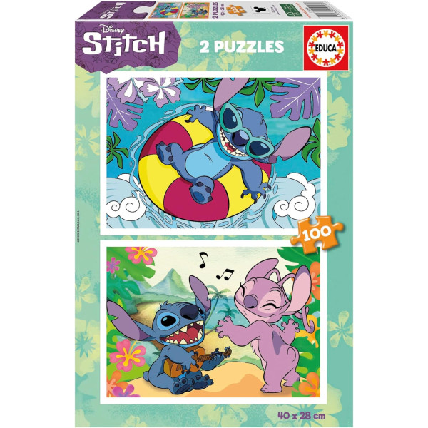 photo-Puzzle - Stitch et Angel - Disney - 2x100 pièces - 40x28cm - Dès 6 ans - Educa