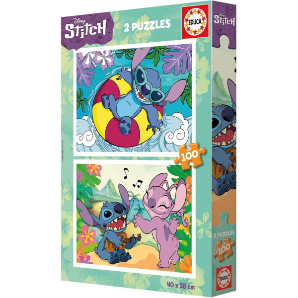 Puzzle - Stitch et Angel - Disney - 2x100 pièces - 40x28cm - Dès 6 ans - Educa