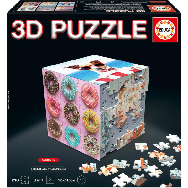 photo-Puzzles 3D - Coffret de 6 puzzles de 36 pièces - Thème l'art - Dès 14 ans - Educa