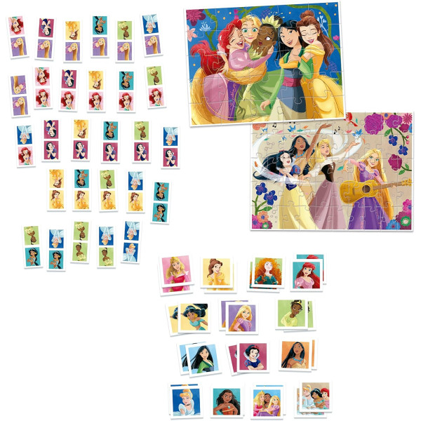 Jeu de société - Puzzles, domino, memory - Princesses Disney - Dès 3 ans - Educa