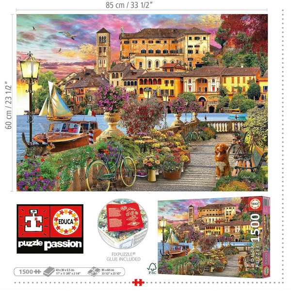 Puzzle - Promenade italienne - Paysage d'Italie - 1500 pièces - 85x60cm - Dès 14 ans - Educa