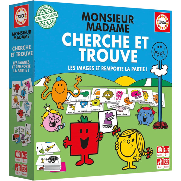 Jeu de société - Cherche et trouve - Monsieur Madame - Memory - Dès 4 ans - Educa
