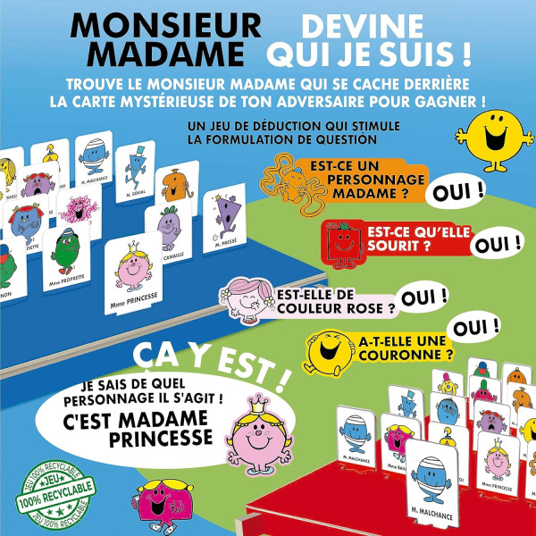 Jeu de société - Monsieur Madame - Devine qui je suis ! - Qui est-ce ? - Dès 5 ans