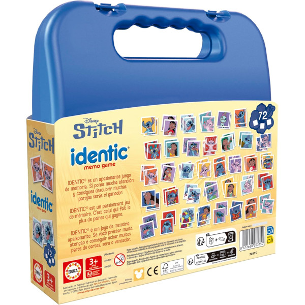 Jeu éducatif - Memory - Stitch Disney - 72 cartes - Dès 3 ans - Educa