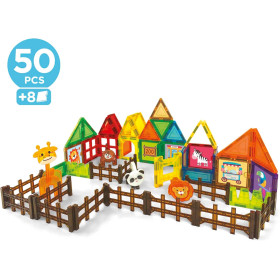 Jeu éducatif - Jeu de construction - Magnetics - Le zoo - 50 pièces - 3D - Dès 3 ans - Educa