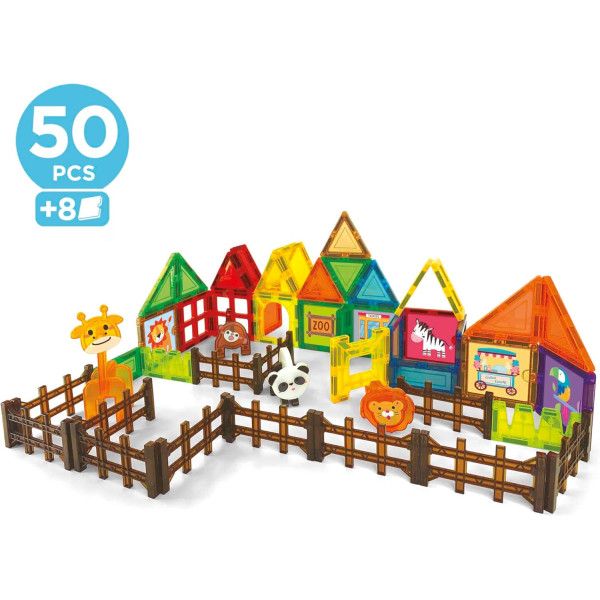 Jeu éducatif - Jeu de construction - Magnetics - Le zoo - 50 pièces - 3D - Dès 3 ans - Educa