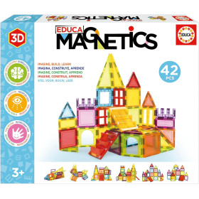 photo-Jeu éducatif - Jeu de construction - Magnetics - 42 pièces - 3D - Dès 3 ans - Educa
