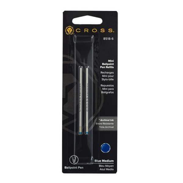 photo-Recharge - Cartouche - Pour mini stylo-bille - Bleu - Pointe moyenne - Standard - Cross - 8518-6