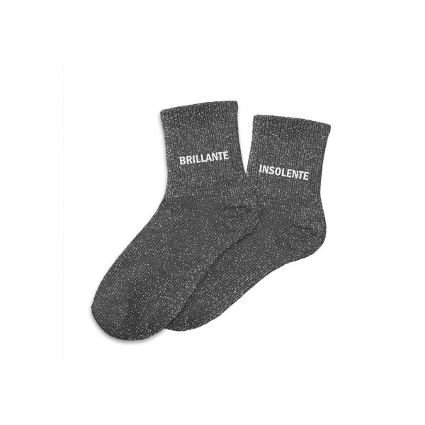 PHOTO-Chaussettes - Femme - Gris avec paillettes - Brillante insolente - Taille 36/42 - Humour - Cadeau