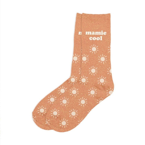 PHOTO-Chaussettes - Femme - Orange avec paillettes - Mamie cool - Taille 36/42 - Humour - Cadeau