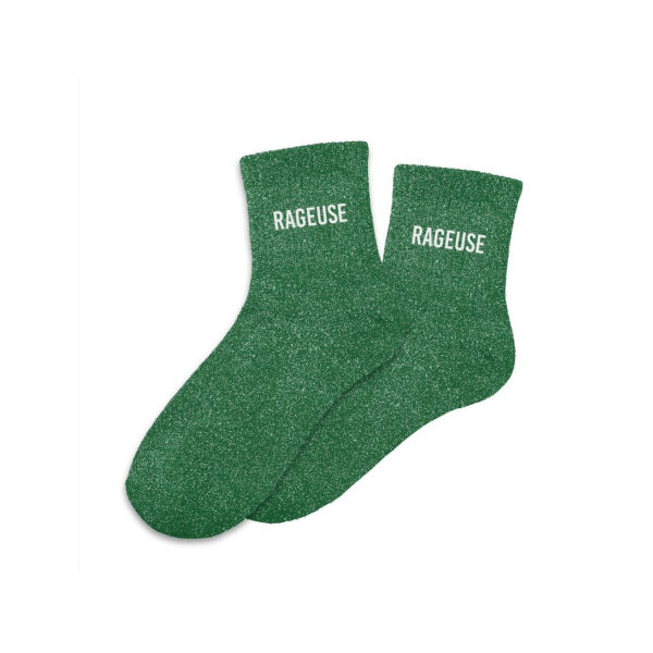 photo-Chaussettes - Femme - Vert avec paillettes - Rageuse - Taille 36/42 - Humour - Cadeau