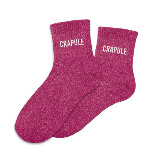 photo-Chaussettes - Femme - Rose avec paillettes - Crapule - Taille 36/42 - Humour - Cadeau