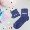 Chaussettes - Femme - Bleu avec paillettes - Bonjour bombasse - Taille 36/42 - Humour - Cadeau
