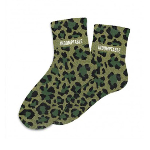 photo-Chaussettes - Femme - Motif panthère avec paillettes - Indomptable - Taille 36/42 - Humour - Cadeau