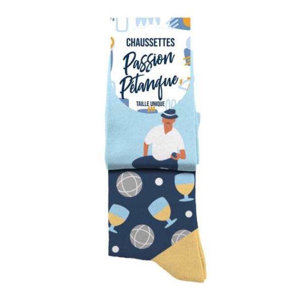 Chaussettes - Homme - Passion pétanque - Taille unique - Humour - Cadeau