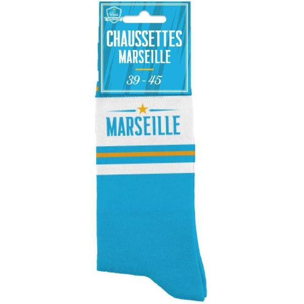 Chaussettes - Homme - Marseille - Fan de l'OM - Taille unique - Humour - Cadeau