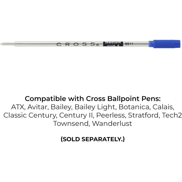 Recharge - Cartouche - Pour stylo-bille - Bleu - Pointe moyenne - Cross - 8511