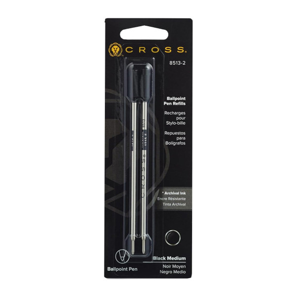 photo-Recharges - Cartouches - Pour stylo-bille - Noir - Pointe moyenne - Cross - 8513-2