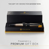 Stylo roller - Parure cadeau - Corps métal beige mat - Pointe moyenne - Cross Edge Rollerball
