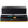 Stylo roller - Parure cadeau - Corps métal vert mat - Pointe moyenne - Cross Edge Rollerball