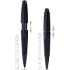 Stylo roller - Parure cadeau - Corps métal noir mat - Pointe moyenne - Cross Edge Rollerball