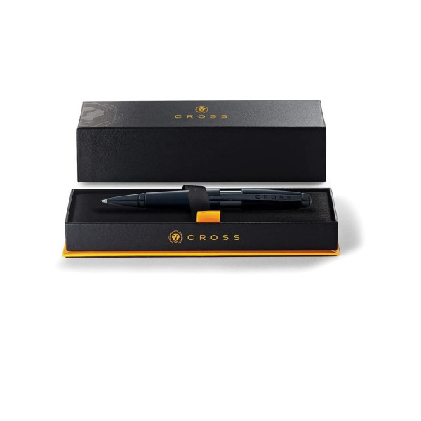 Stylo roller - Parure cadeau - Corps métal noir mat - Pointe moyenne - Cross Edge Rollerball