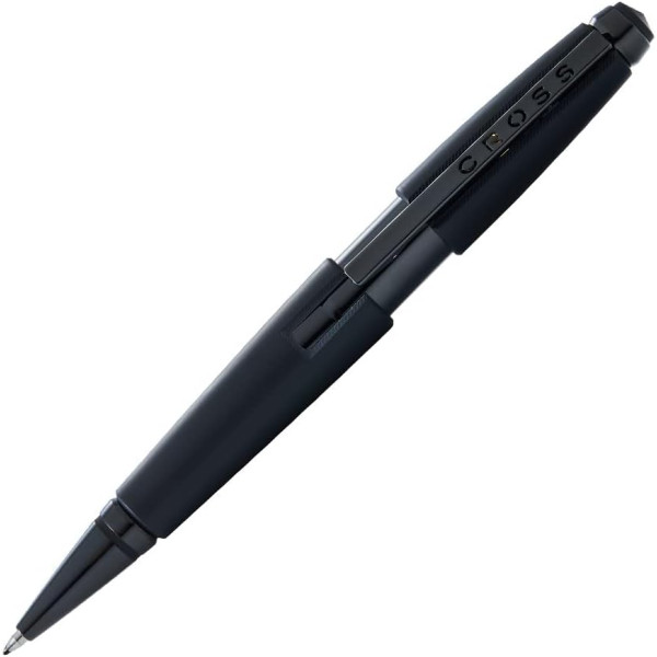 photo-Stylo roller - Parure cadeau - Corps métal noir mat - Pointe moyenne - Cross Edge Rollerball