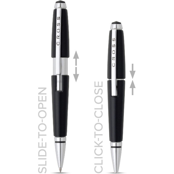 Stylo roller - Parure cadeau - Corps métal noir - Pointe moyenne - Cross Edge Jet Black