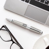 Stylo roller - Parure cadeau - Corps métal gris titane - Pointe moyenne - Cross Edge