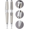 Stylo roller - Parure cadeau - Corps métal gris titane - Pointe moyenne - Cross Edge