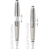 Stylo roller - Parure cadeau - Corps métal gris titane - Pointe moyenne - Cross Edge