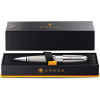 Stylo roller - Parure cadeau - Corps métal gris titane - Pointe moyenne - Cross Edge
